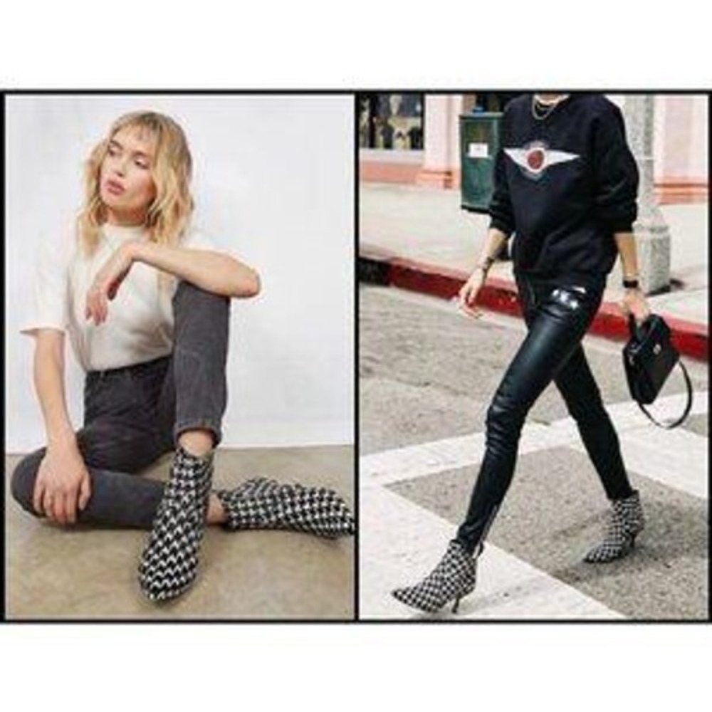 Anine Bing fall‎ Houndstooth Calf 8 ankle boot indie sleaze paramore black white